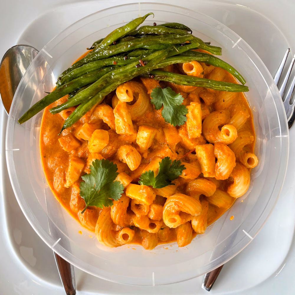 Butter Paneer Pasta with Garlic Greens