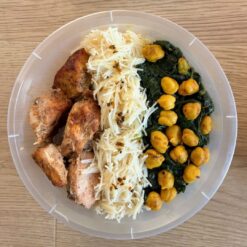Roasted Chicken with Vermicelli Noodles & Spinach Chickpeas