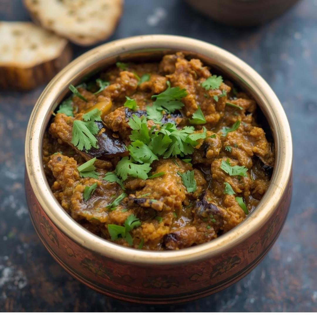Benarsi Baingan Ka Bharta (Stir Fried Mash Aubergine)